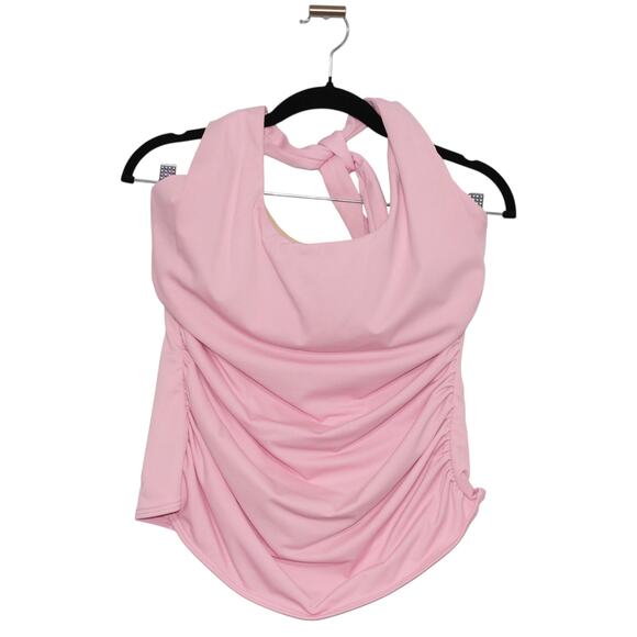 Miraclesuit Ruched Halter Neck Light Pink Tankini Swimsuit Top Size 14 - Picture 1 of 4